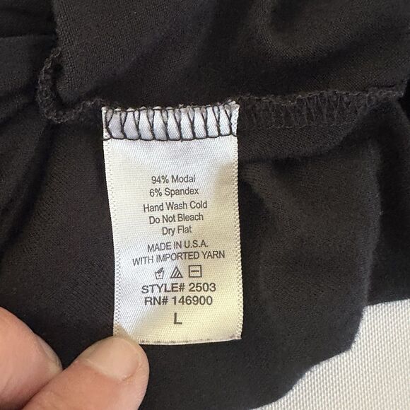 41 Hawthorn Black Tunic Top Women’s Size L Bat Wing Sleeves Tapered Waist - Picture 7 of 7